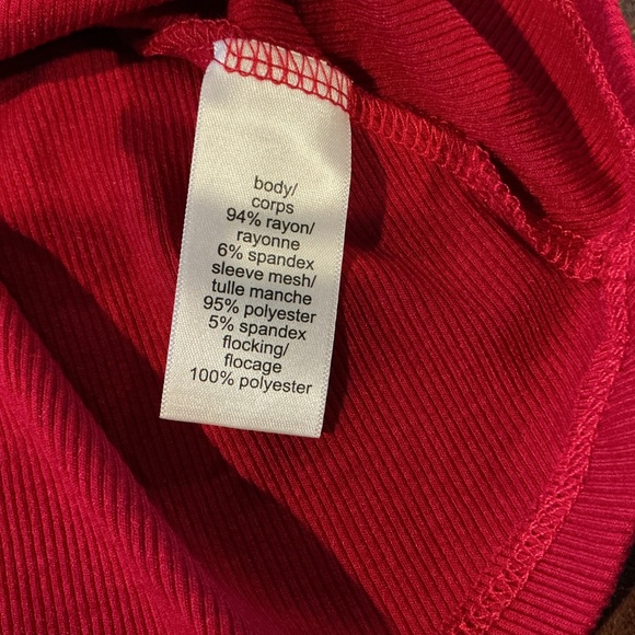 Maurice’s‎ M Red Wrap Blouse Sheer Swiss Dot Sleeves Romantic Holiday Coquette - Picture 10 of 11